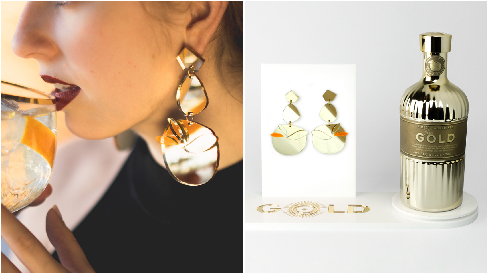 El pack Gold by Papiroga, de pendientes y ginebra.