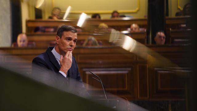 El presidente del Gobierno, Pedro Sánchez, durante su intervención en el debate sobre el estado de la nación.