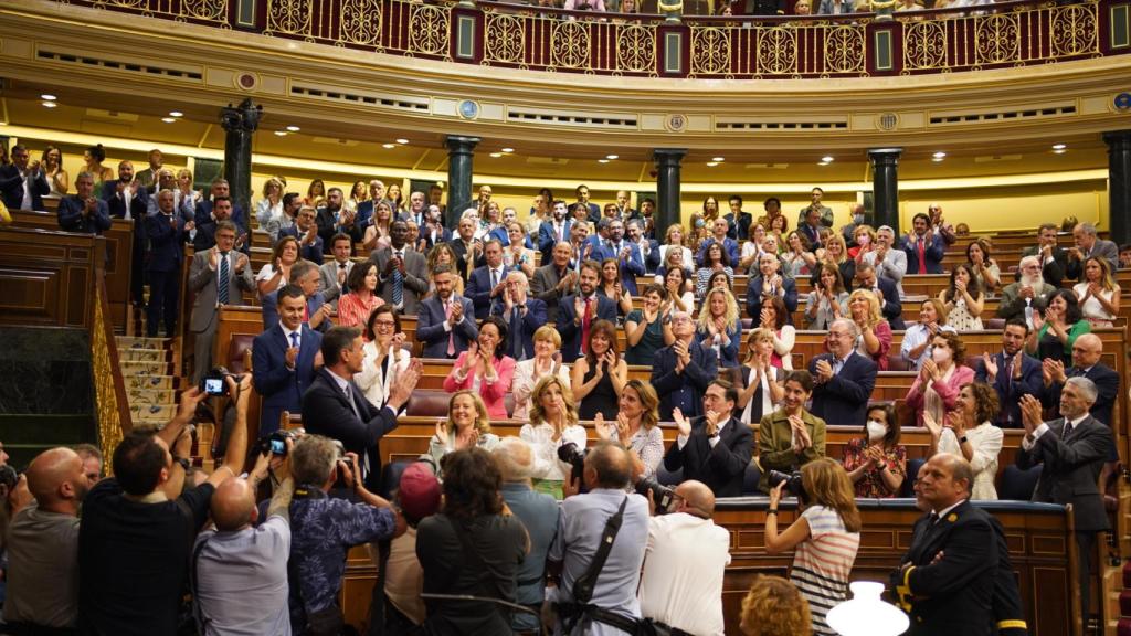 Pedro Sánchez, a su llegada al debate sobre el estado de la Nación.