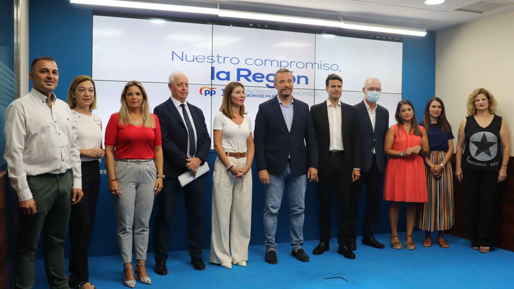 Dirigentes populares, este miércoles, en la presentación del próximo congreso del PP de la Región de Murcia.