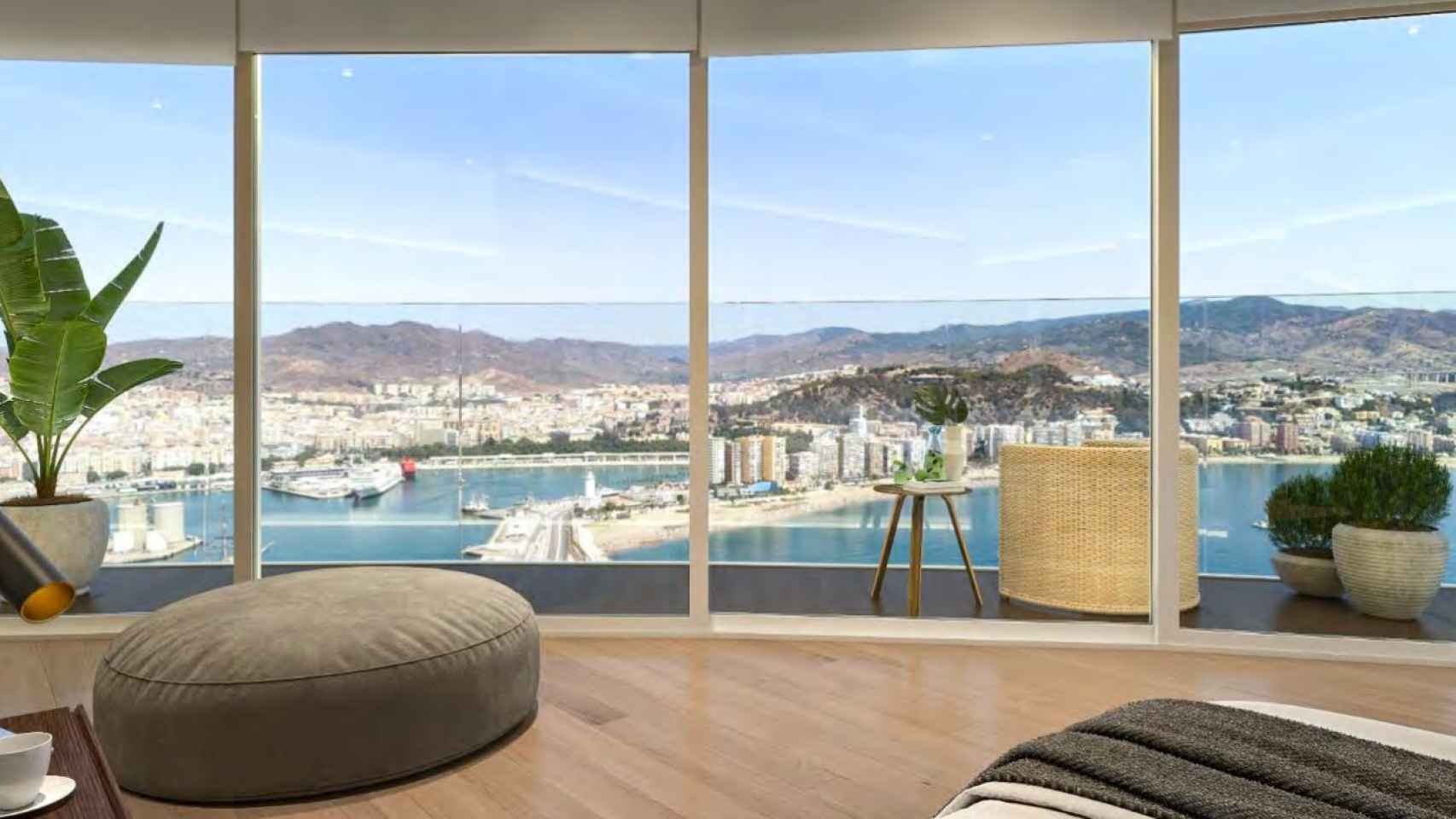 Vistas de Málaga desde una de las habitaciones del futuro hotel.
