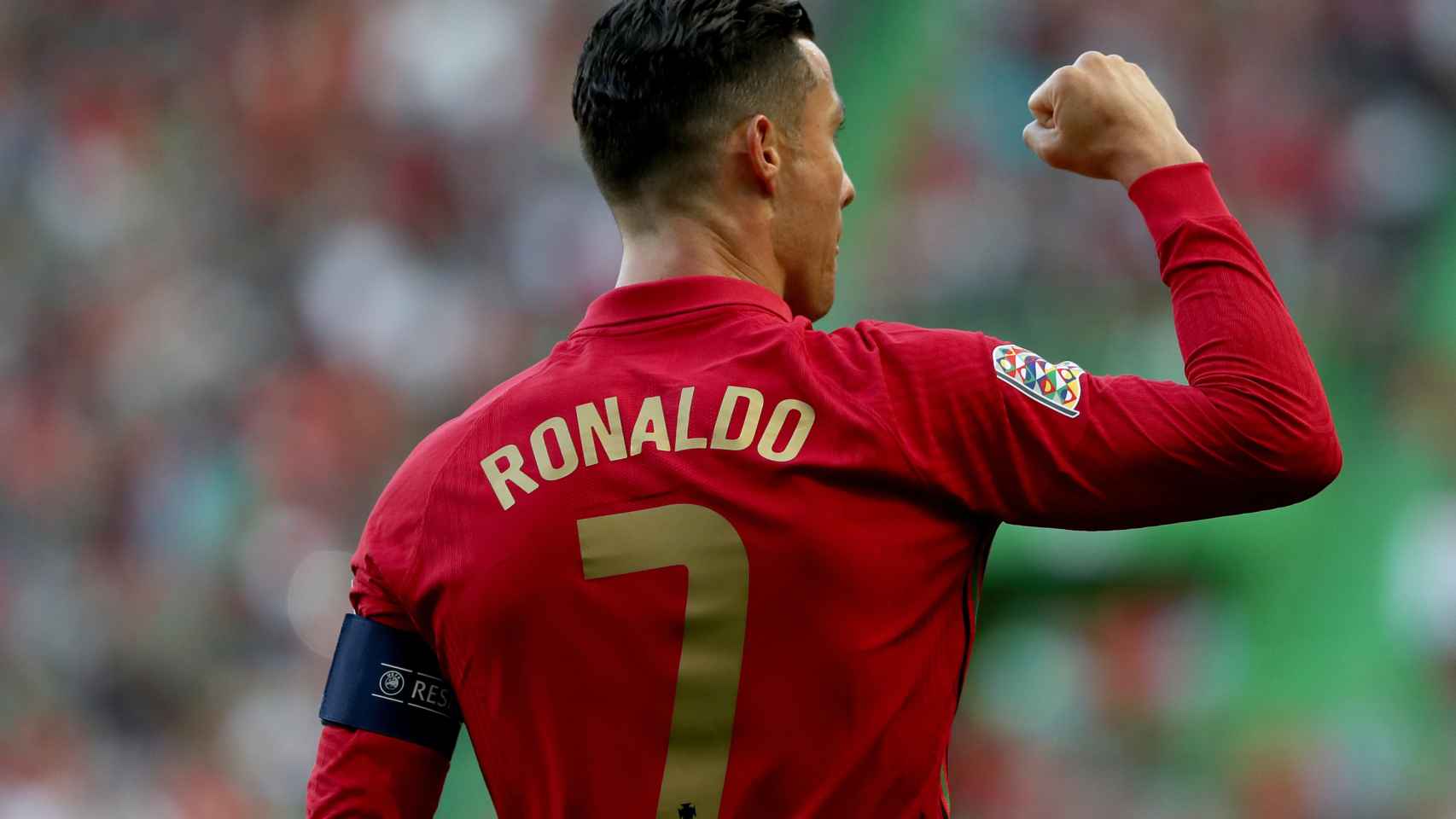 Cristiano Ronaldo, celebrando un gol de la selección de Portugal en la UEFA Nations League
