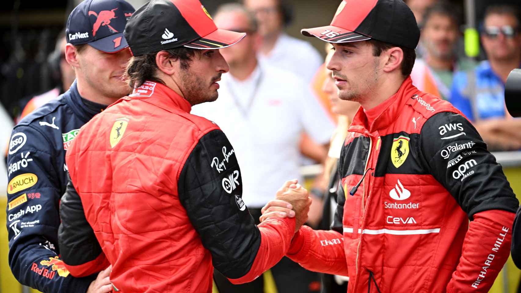 Carlos Sainz y Charles Leclerc, durante el GP de Austria 2022