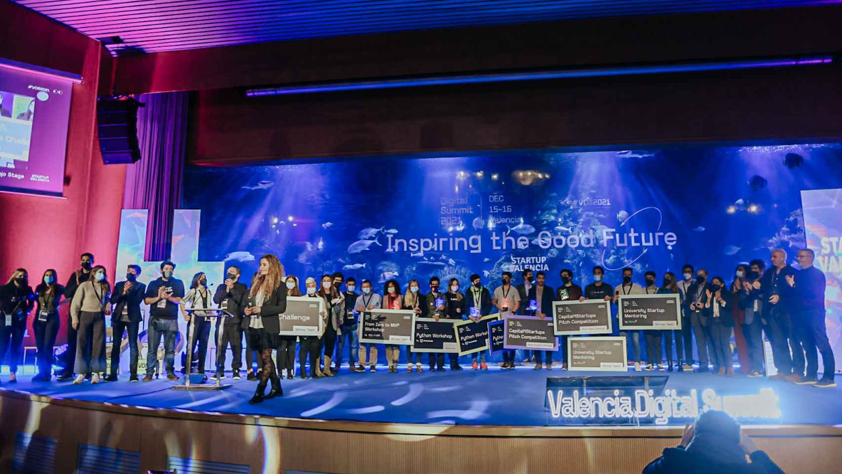 Entrega de premios del evento Valencia Digital Summit 2021, celebrado en el Oceanogràfic de Valencia.