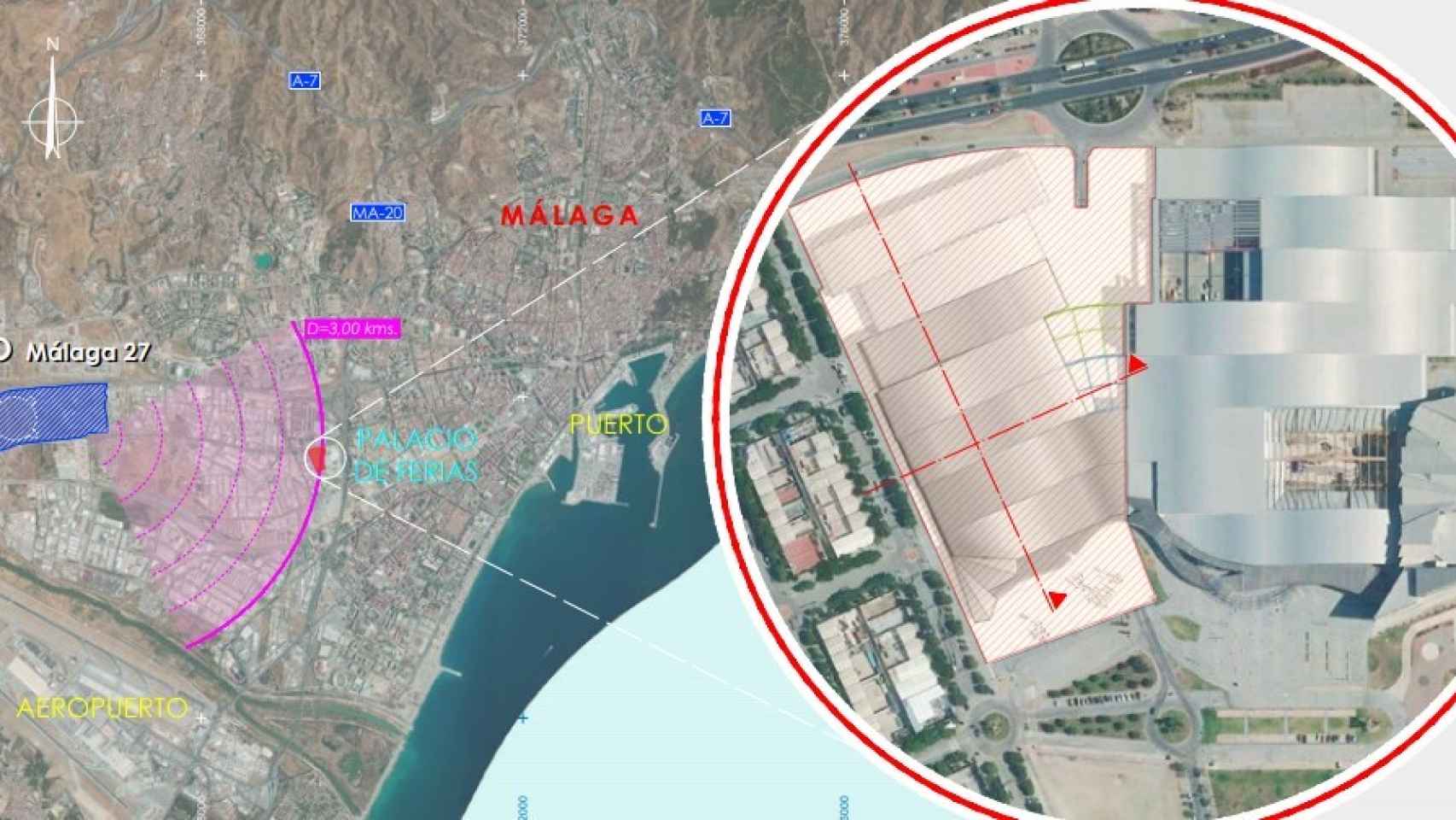 Planos del proyecto de ampliación del Palacio de Ferias de Málaga.