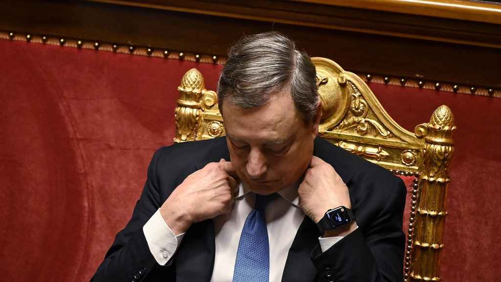 Mario Dragui, primer ministro de Italia, durante una sesión en el Senado transalpino.