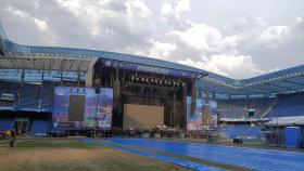 El Estadio de Riazor de A Coruña, a menos de 24 horas del inicio del Morriña Fest.