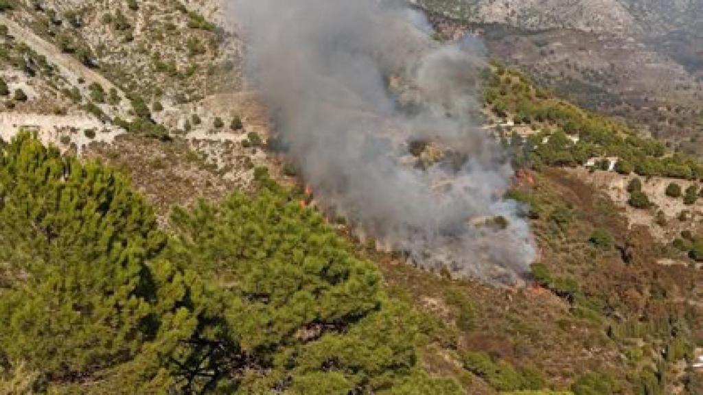 Incendio forestal en Cómpeta.
