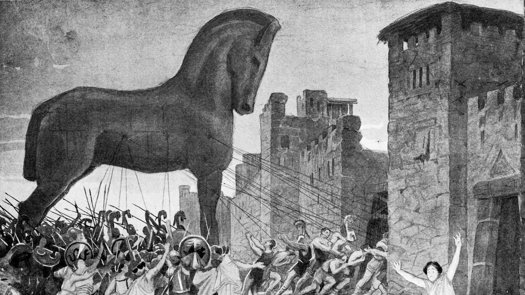 Ilustración del caballo de Troya