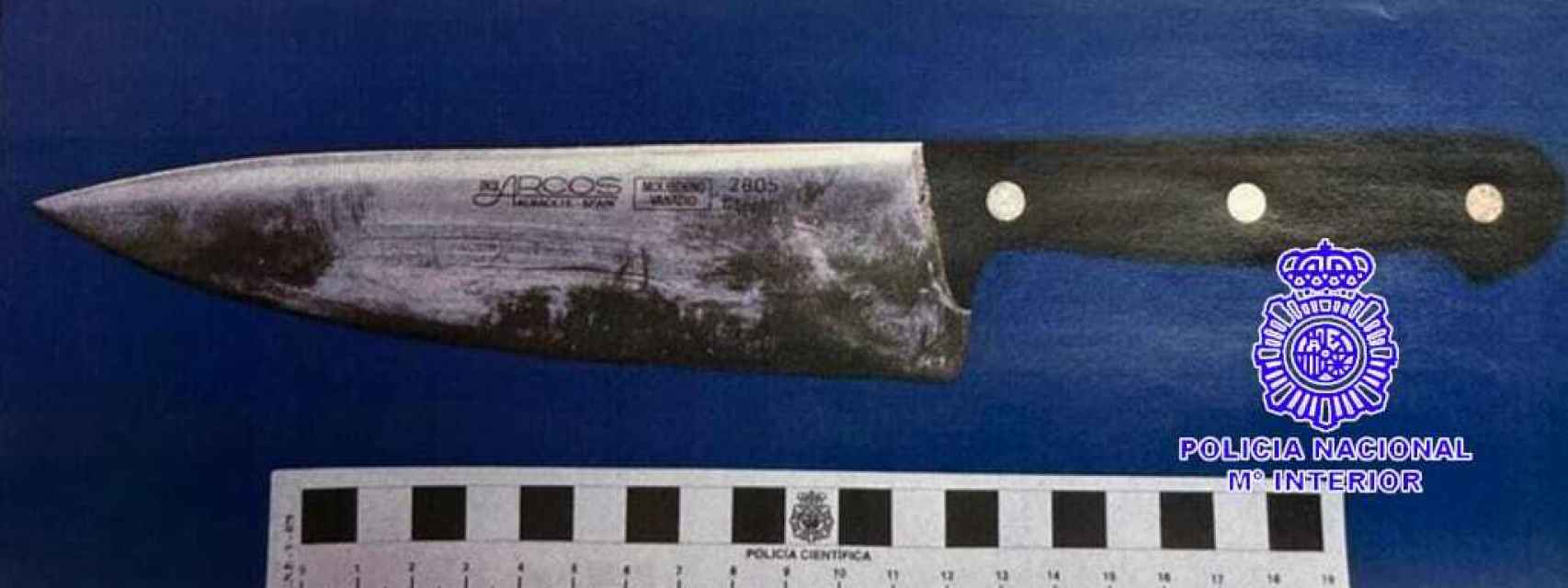 Imagen del cuchillo con el que el detenido amenazó a los niños