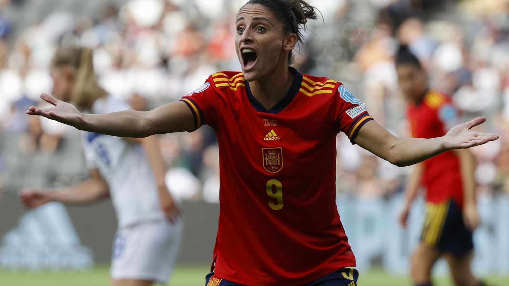 Esther González, en un partido de la selección española de fútbol femenino en la Eurocopa 2022