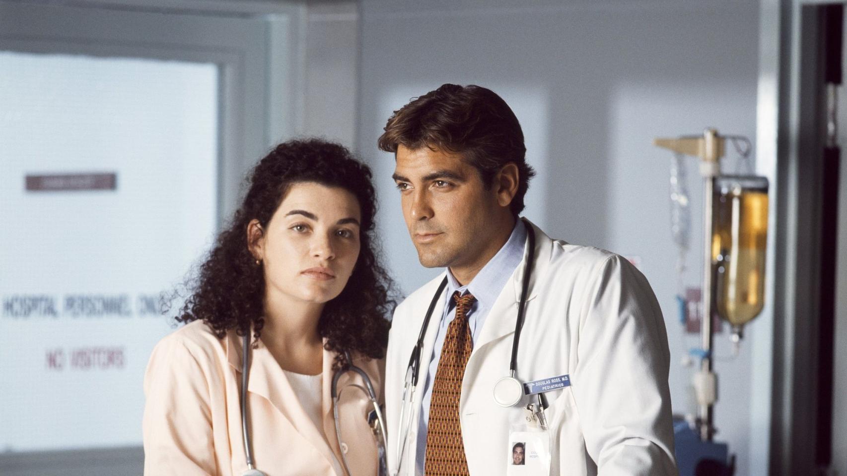 Julianna Margulies y George Clooney, Hathaway y Ross en 'Urgencias'.