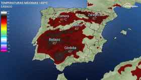 Zonas de altas temperaturas en España. Eltiempo.es.