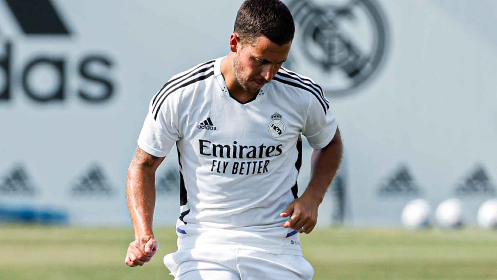 Eden Hazard, en un entrenamiento del Real Madrid