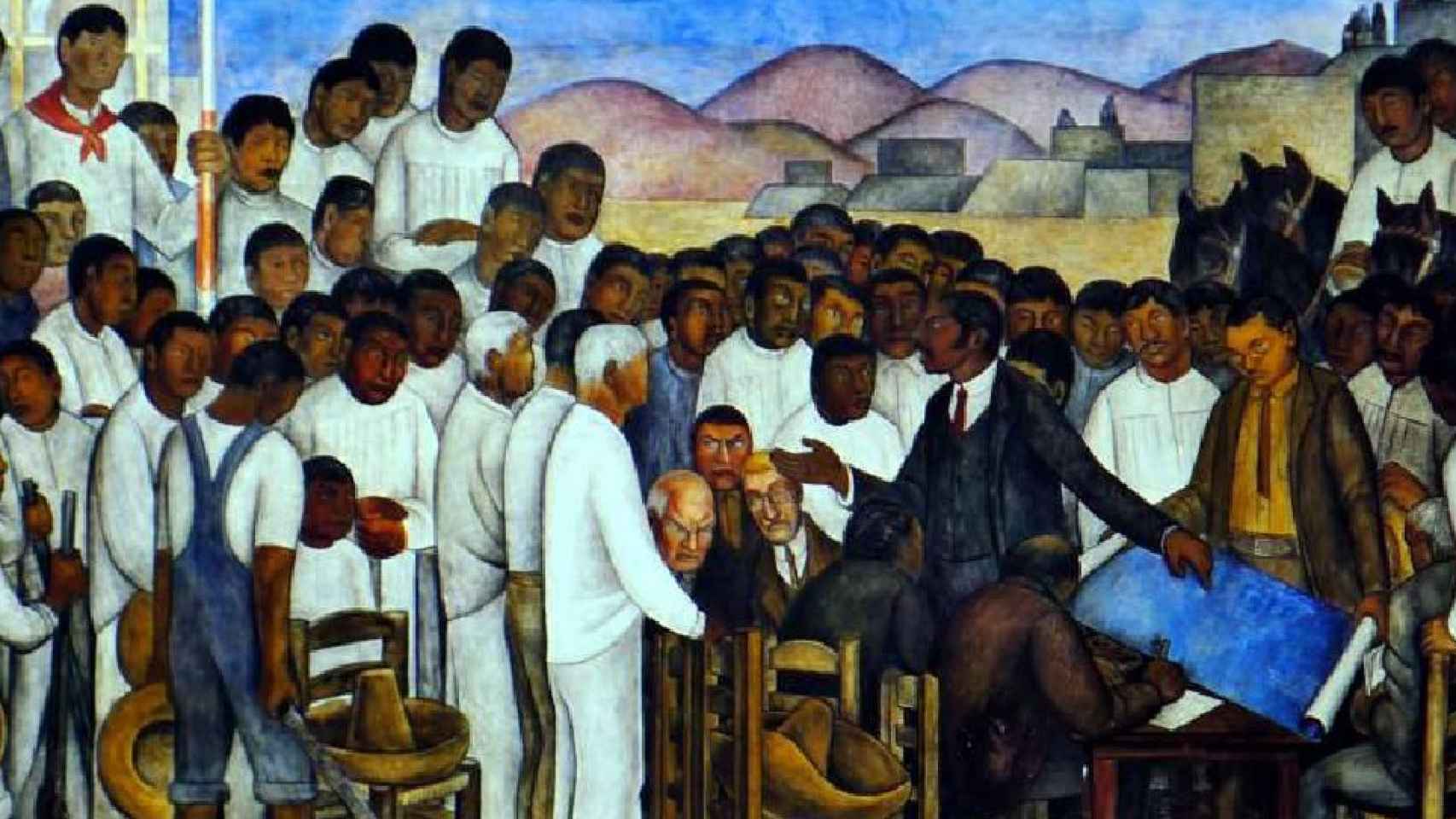 'El reparto de las tierras', un mural realizado por Diego Rivera entre 1925 y 1946 para la Universidad Autónoma de Chapingo, en el Estado de México