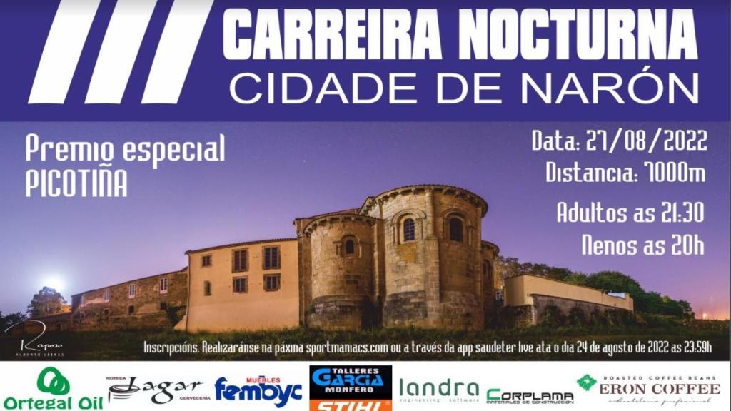 Narón (A Coruña) celebrará su III Carrera nocturna el 27 de agosto