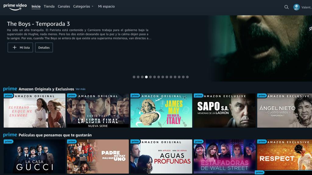 La nueva interfaz de Prime Video