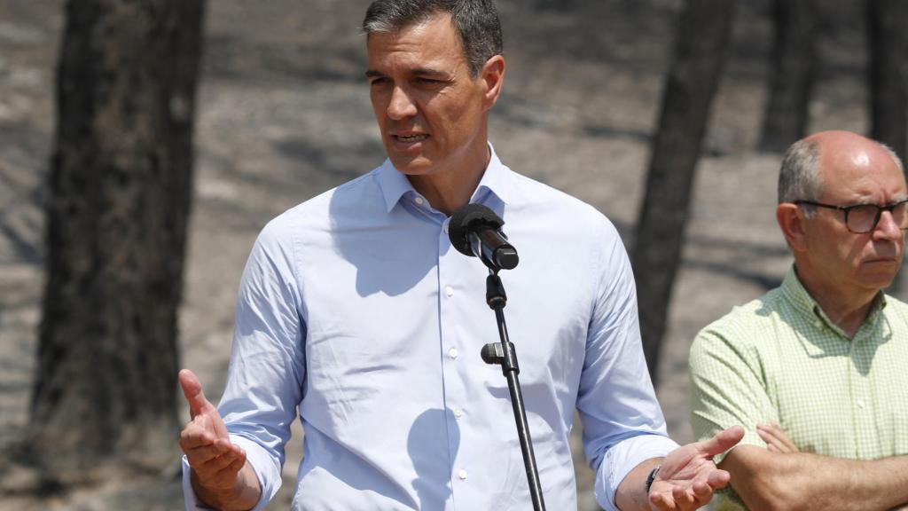 El presidente del Gobierno, Pedro Sánchez, este miércoles en Ateca (Zaragoza).