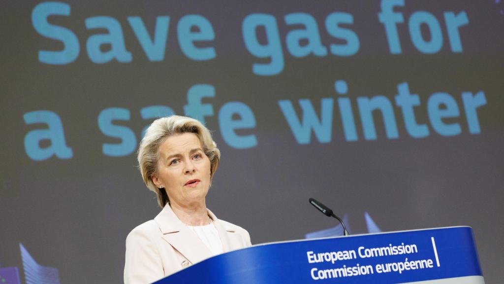 La presidenta de la Comisión, Ursula von der Leyen, durante la rueda de prensa de este miércoles