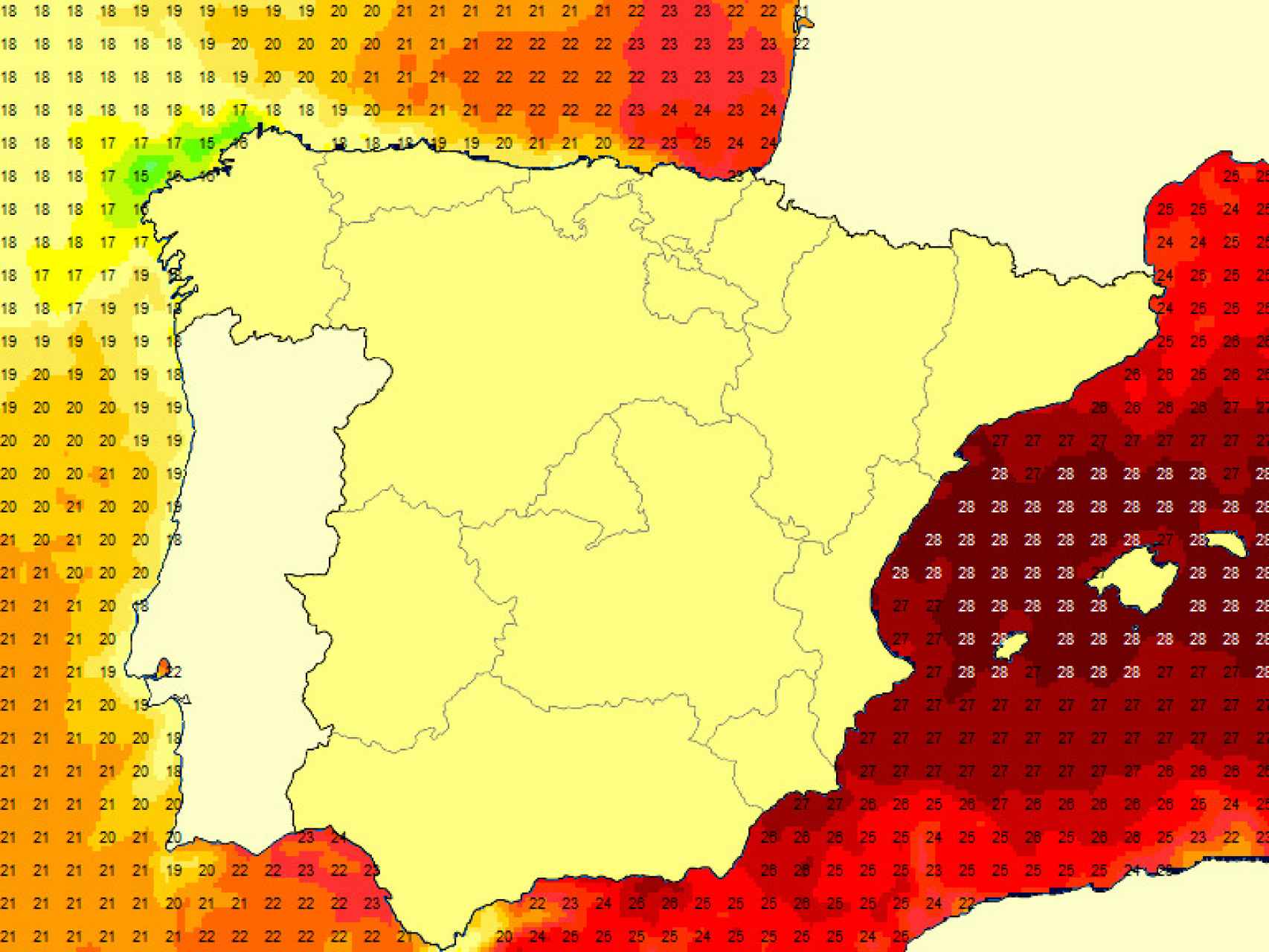 Situación del mar Mediterráneo, a 18 de julio.