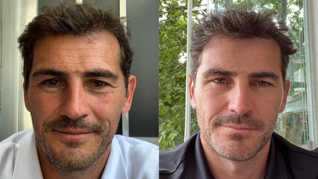 A la izquieda, Iker Casillas en una fotografía del febrero de 2019 y , en la derecha, en una instantánea del 20 de julio de 2022.