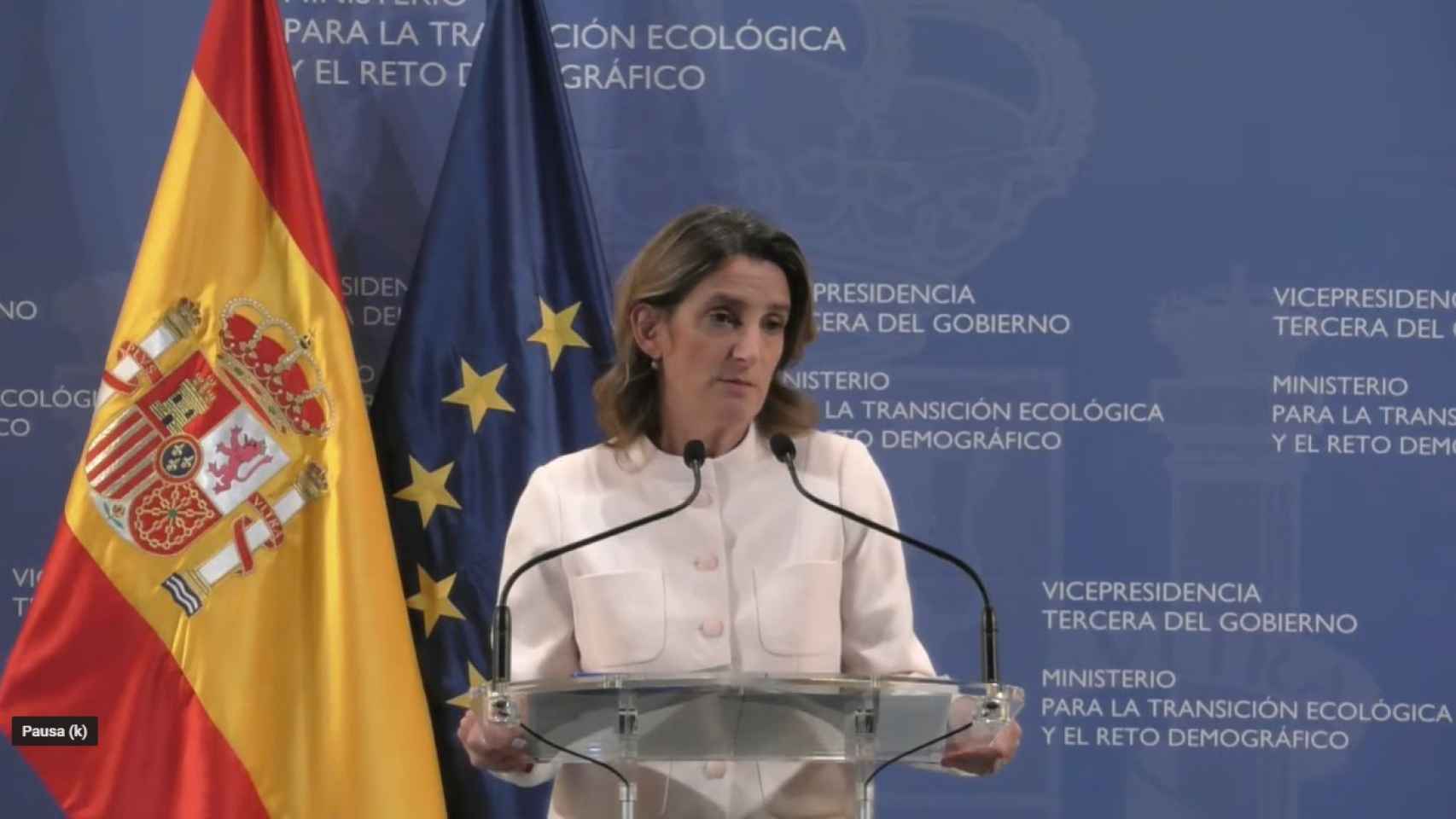 Teresa Ribera, vicepresidenta tercera del Gobierno, en rueda de prensa.