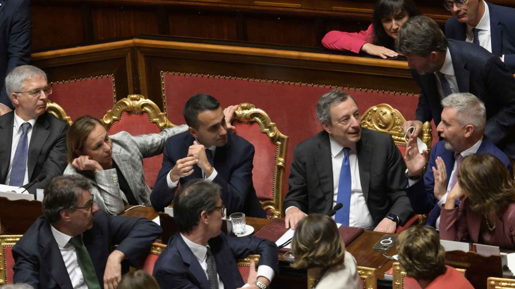 Mario Draghi durante la moción de censura del jueves.