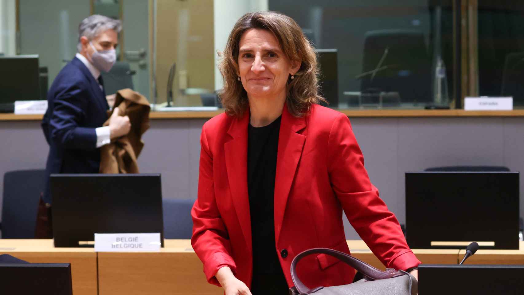 La vicepresidenta tercera, Teresa Ribera, durante una reunión de ministros de Medio Ambiente de la UE en Bruselas.