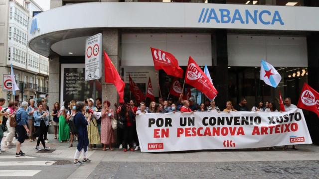 Concentración esta mañana frente a Abanca