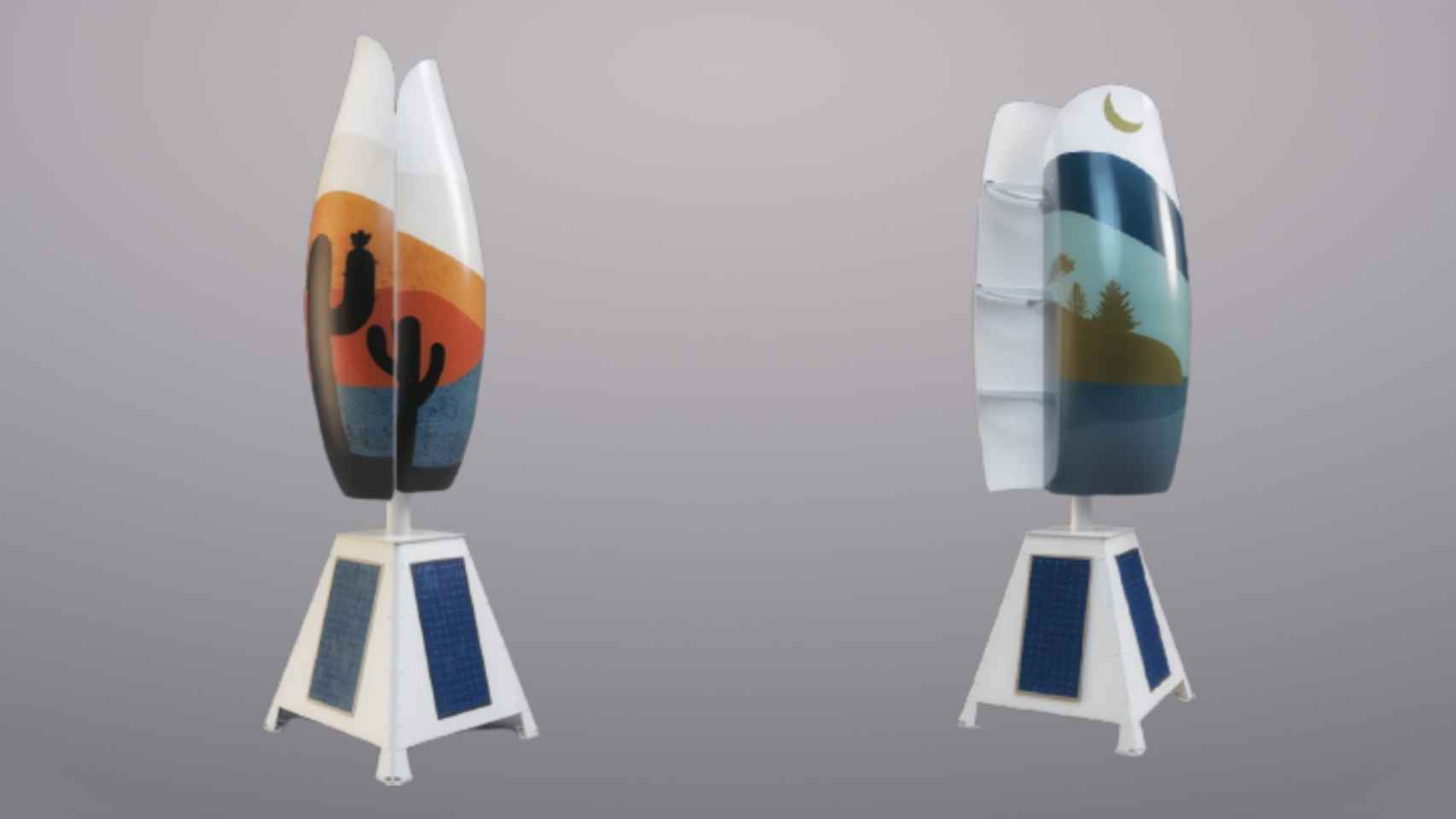 Modelos de las mini-turbinas de 'Flower Turbines'.