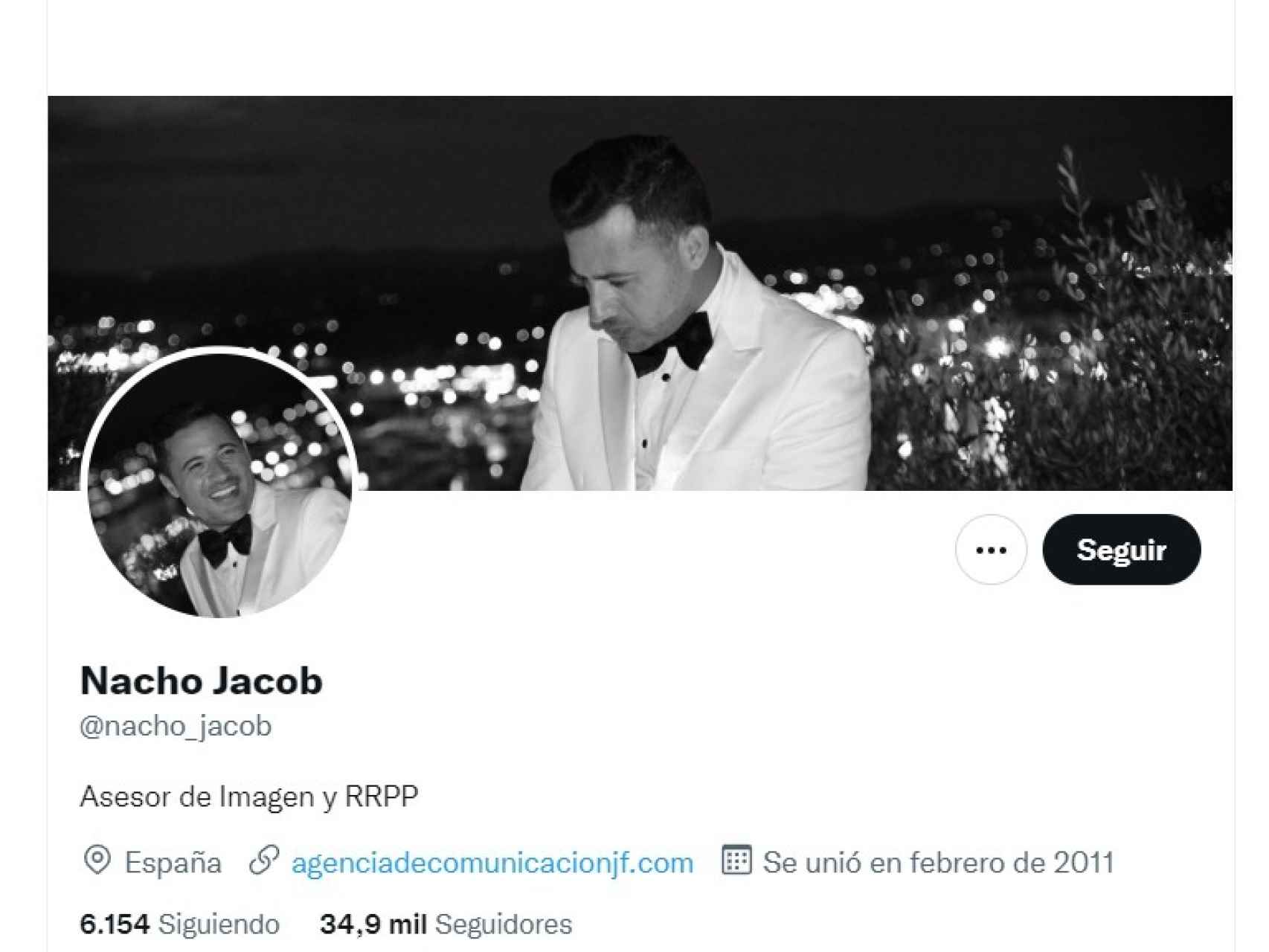 Imagen del perfil de Nacho Jacob en Twitter.