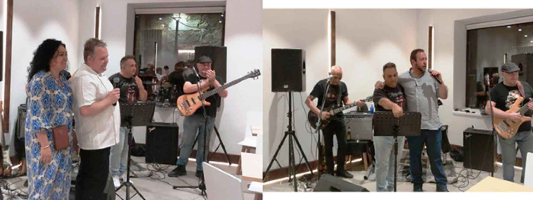 Pachi, Koke y Roberto en el acto de presentación con la banda “Pinto pop rock band” que amenizaron la noche inaugural