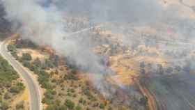 Imagen aérea del incendio forestal en Quintanilla del Coco.
