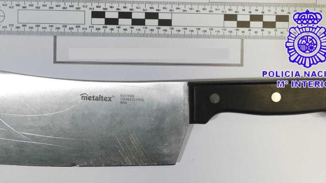 Machete con el que el detenido amenazaba a agentes de la Policía