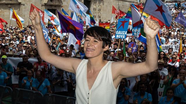 Ana Pontón, la portavoz nacional del BNG, en la Praza da Quintana.