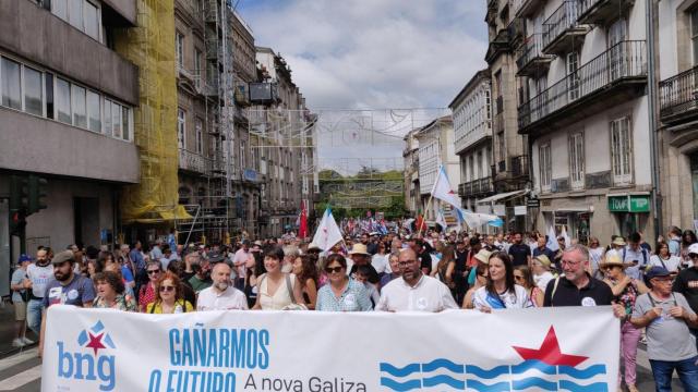 Ana Pontón en la movilización del BNG en Compostela.