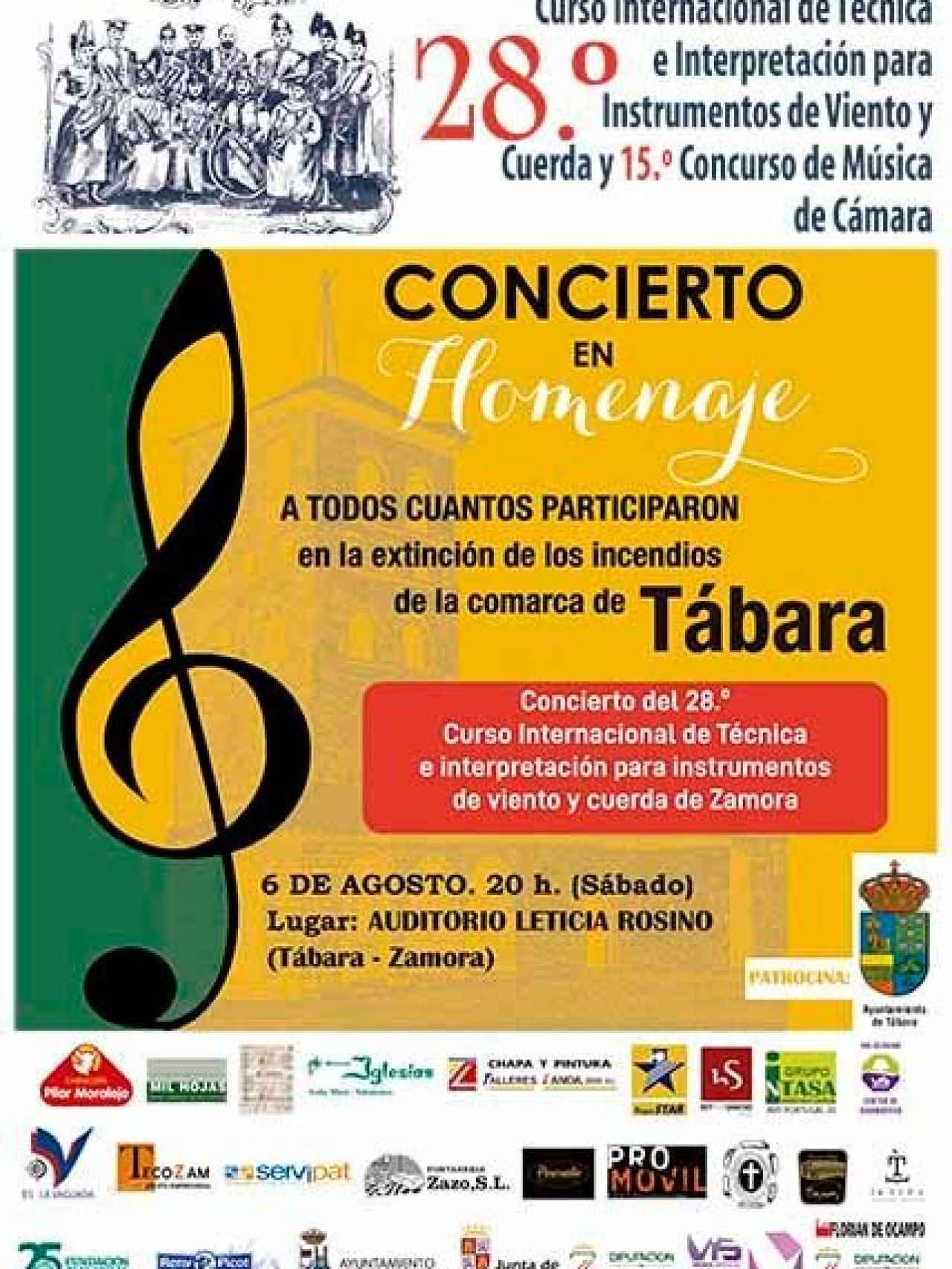 Cartel del concierto en Tábara