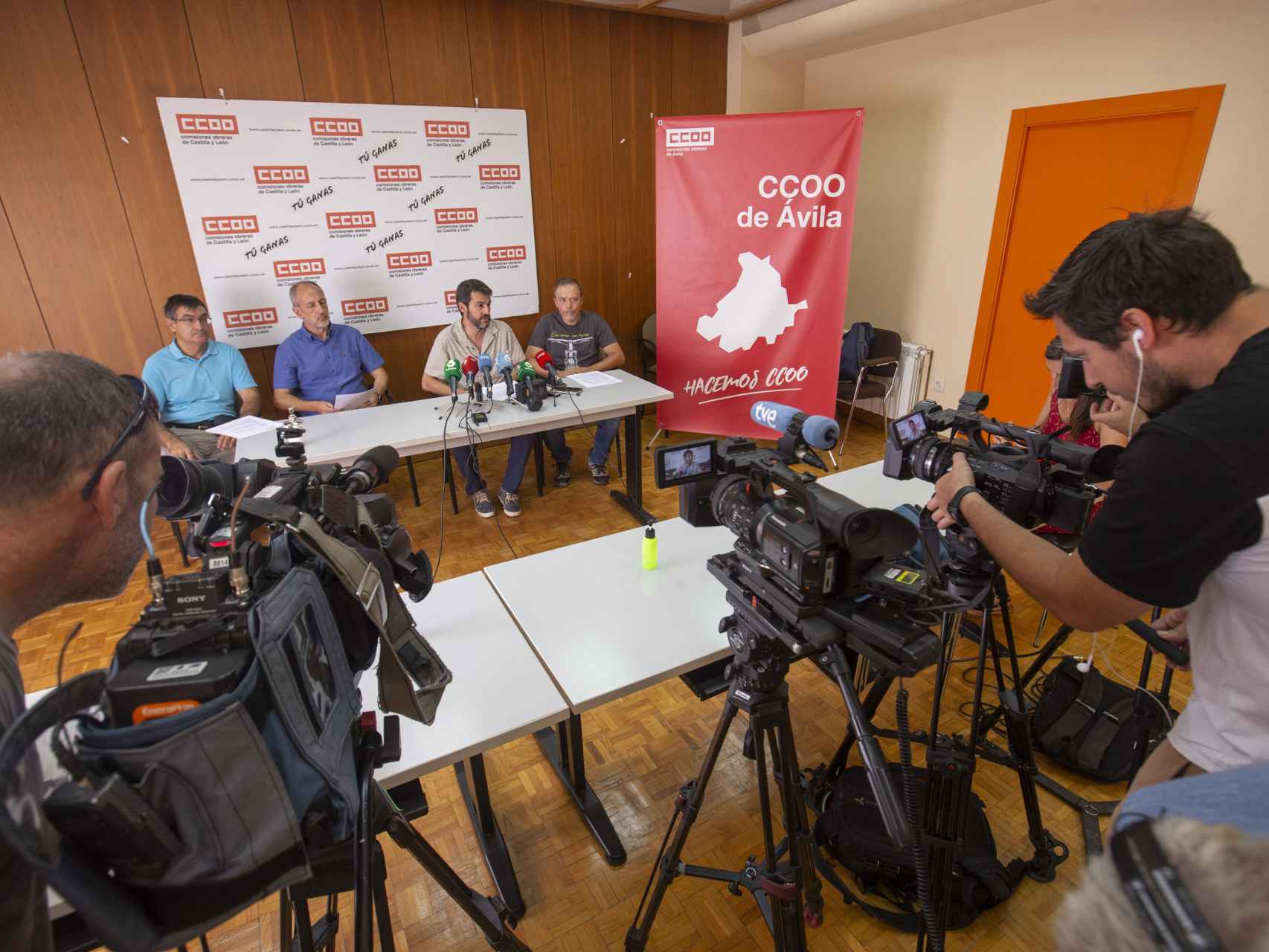 Rueda de prensa de Comisiones Obreras en Ávila, este martes.