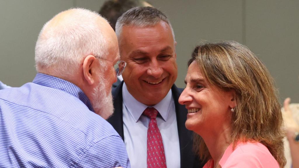 La vicepresidenta tercera, Teresa Ribera, durante la reunión de este martes en Bruselas