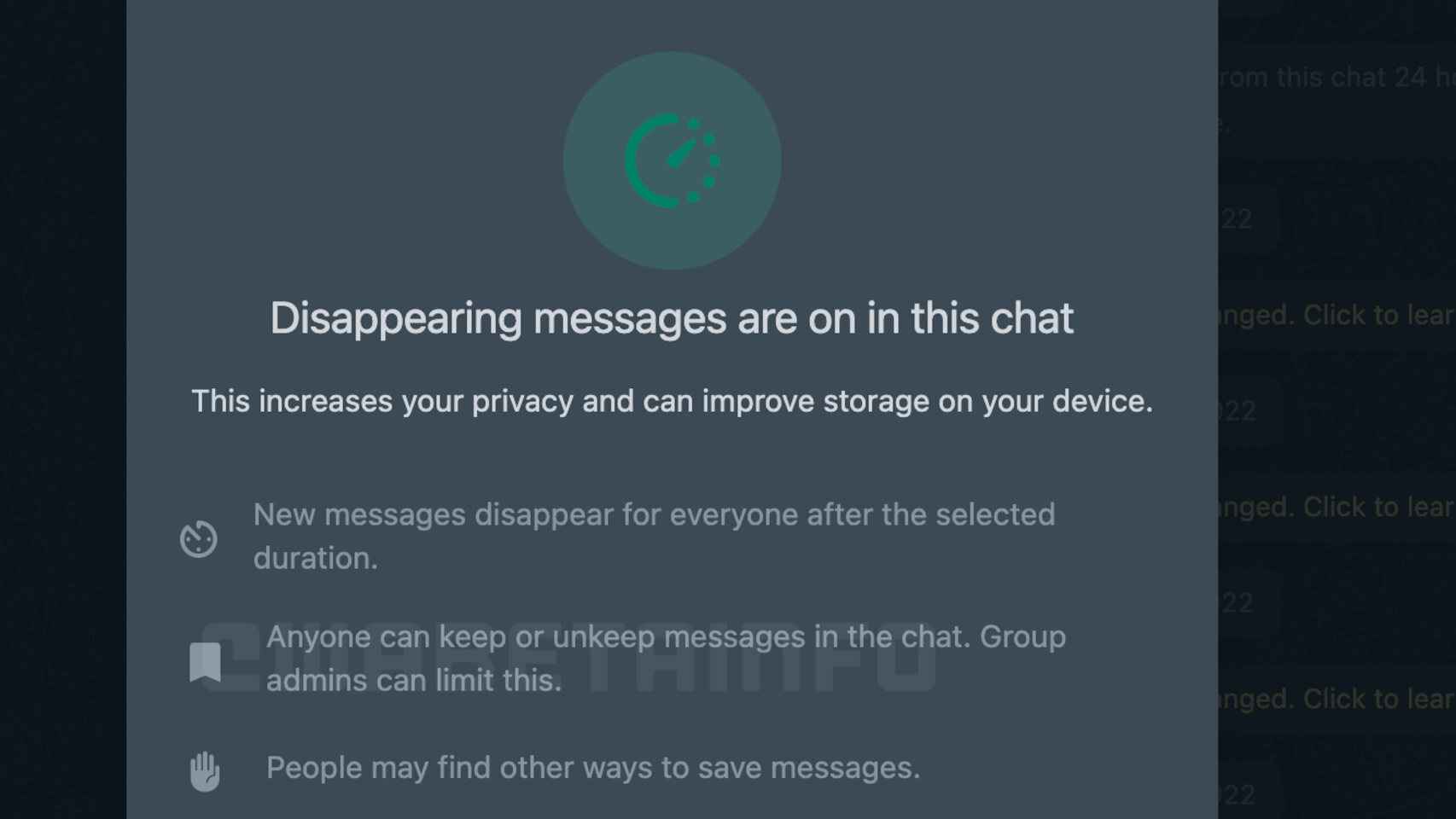 Nueva opción para guardar mensajes temporales en WhatsApp