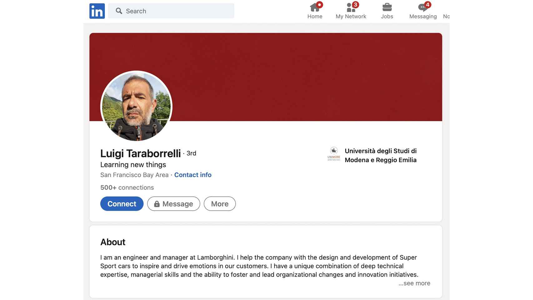Luigi Taraborrelli en su perfil de Linkedin.