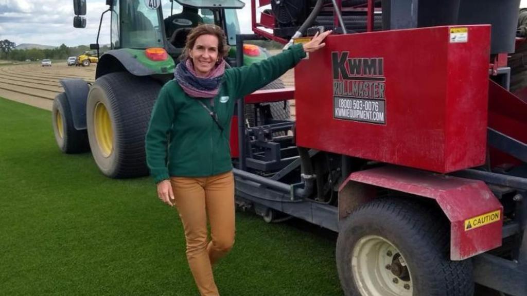 María durante los trabajos de producción de tepe.