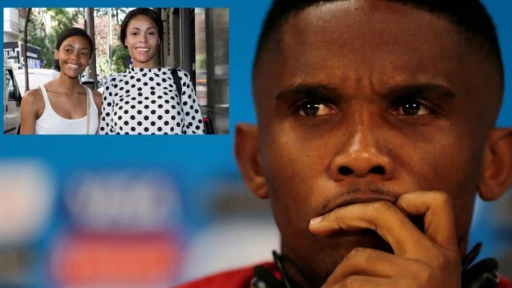 Samuel Eto'o en montaje de EL ESPAÑOL junto a su presunta hija Erika y la madre de esta, Adilnelsa do Rosario.