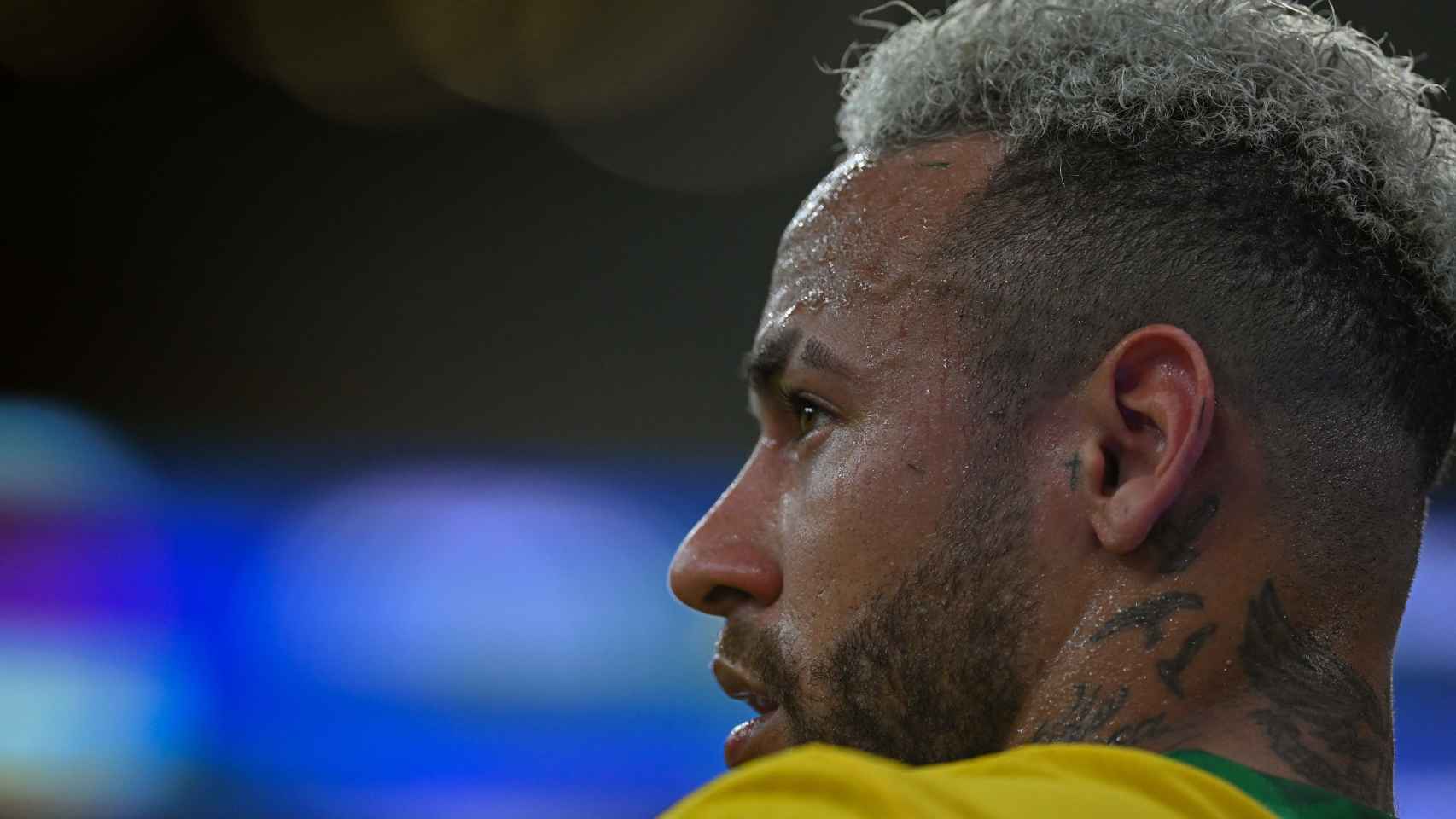 Neymar durante un partido con Brasil