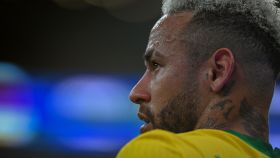 Neymar durante un partido con Brasil