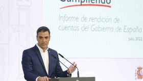 El presidente del Gobierno, Pedro Sánchez, este viernes en el tradicional balance del curso político.