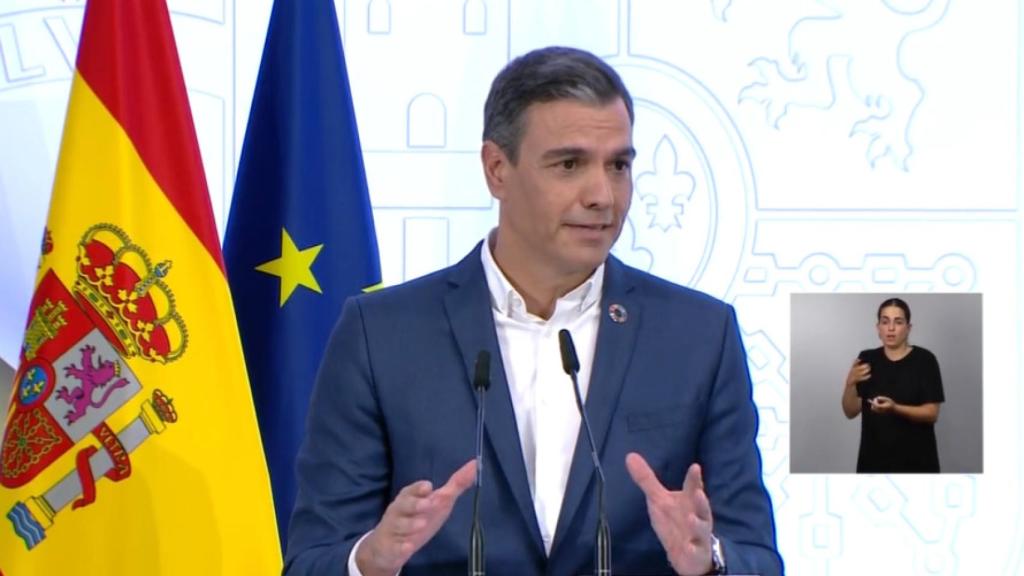 El presidente Pedro Sánchez, este viernes en rueda de prensa.