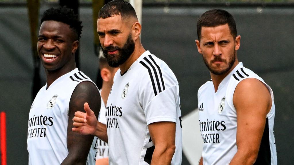 Vinicius, Benzema y Hazard