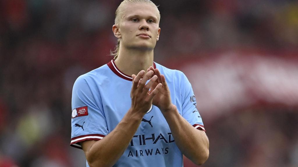 Erling Haaland, en un partido del Manchester City de la temporada 2022/2023