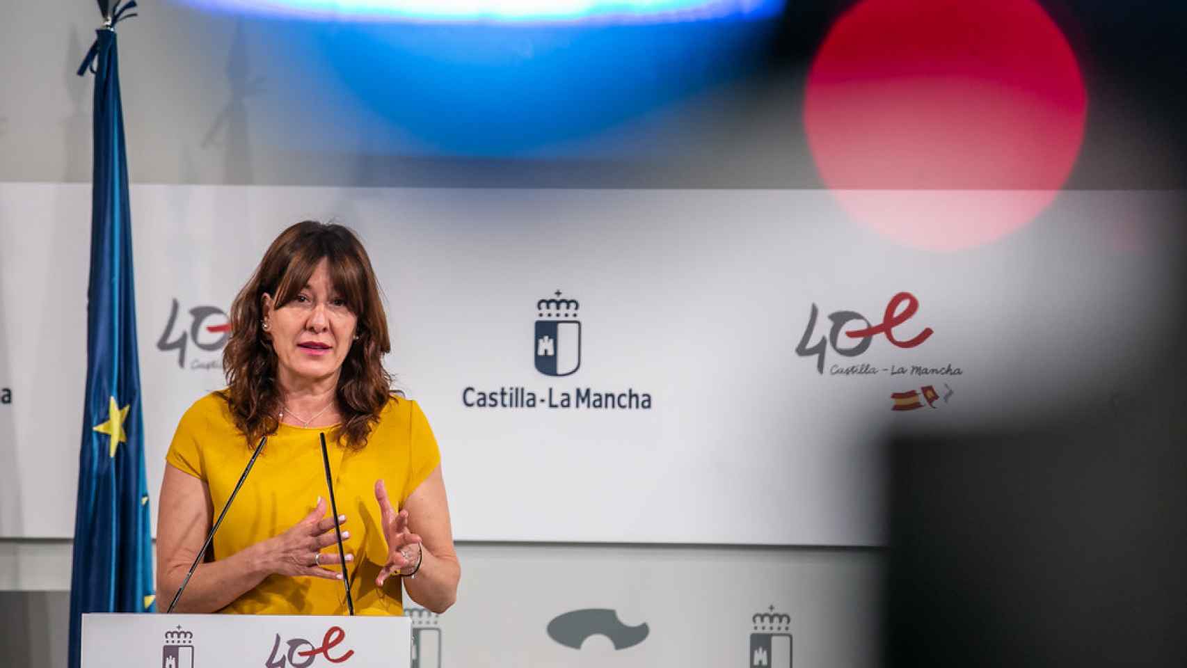 Blanca Fernández, portavoz del Gobierno de Castilla-La Mancha, este lunes durante una rueda de prensa.